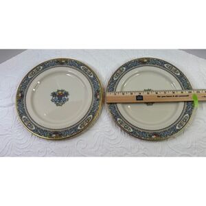 2 Lenox Autumn Presidential Collection Dinner Plates Fruit Basket 24K gold trim